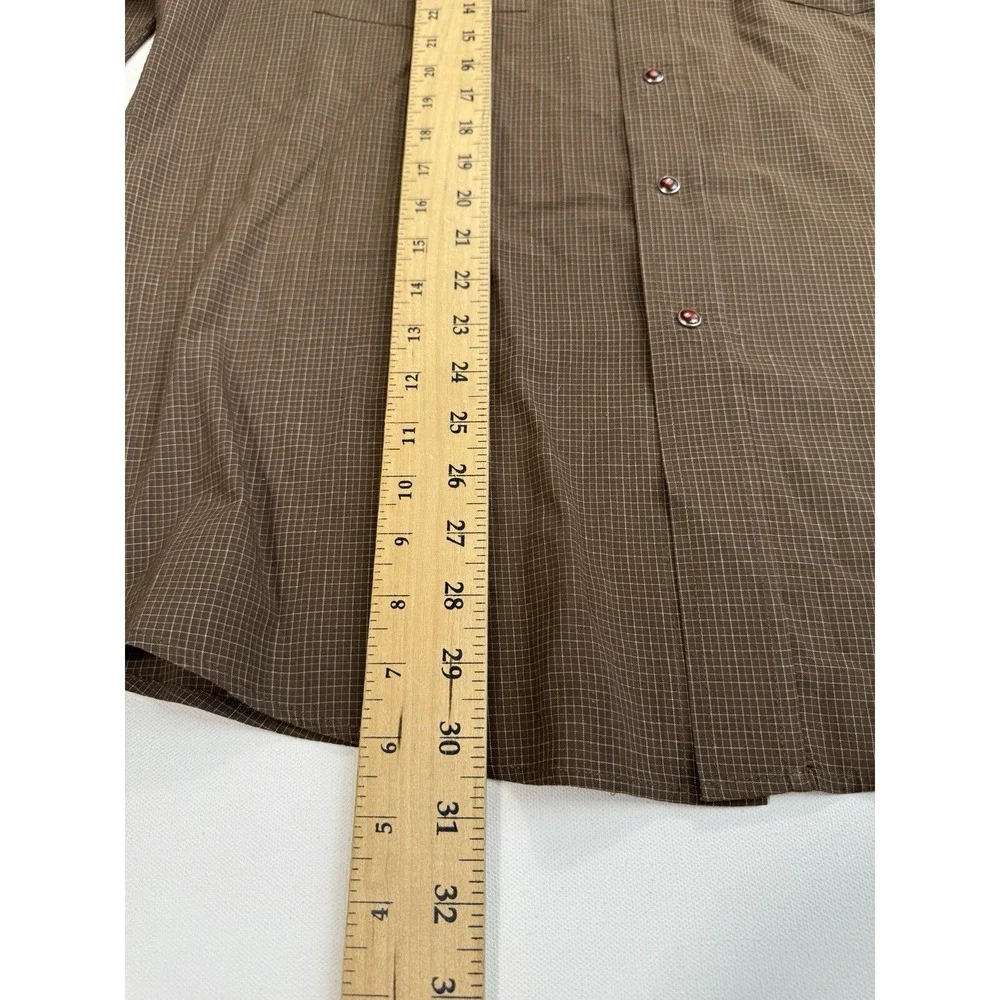Panhandle Slim Mens 16.5 33 Pearl Snap Western Shirt Brown Plaid Cowboy 30S0004